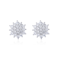 OUGEPHELI Anting Hip Hop Berlapis Emas/Perak Perak Sterling 925 Moissanite Bentuk Bunga Terlaris Populer