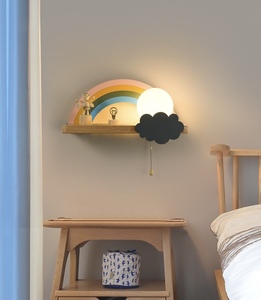 Moderno creativo <span class=keywords><strong>applique</strong></span> Pull interruttore LED in legno per <span class=keywords><strong>bambini</strong></span> comodino luce luna lampada da parete per camera da letto - Product Image 5