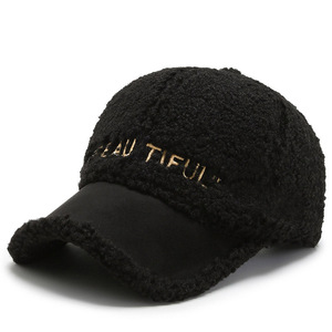 Casquettes d'hiver pour hommes, chapeau avec logo brodé, fausse fourrure personnalisée, peluche moelleuse, laine personnalisée, casquette de baseball - Product Image 6