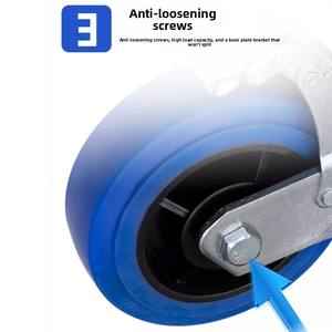 Roues en caoutchouc TPR bleues à haute élasticité de 3, 4 et 5 pouces, de qualité moyenne à robuste, pour chariots à outils, roulettes pivotantes à double <span class=keywords><strong>axe</strong></span>, freins silencieux - Product Image 5