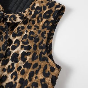 Gilet Casual da Donna con Scollo a V, Fiocco Frontale, Stampa Animalier Multicolore - Product Image 4