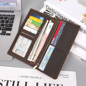 J.M.D Portefeuille mince pour <span class=keywords><strong>homme</strong></span> en cuir véritable avec logo personnalisé Porte-cartes long en cuir de cheval fou pour <span class=keywords><strong>homme</strong></span> - Product Image 2