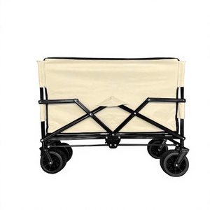 Chariot pliable portable en acier inoxydable à quatre roues, double usage, facile à plier, pour le camping, les courses en extérieur, chariot pour enfants - Product Image 3