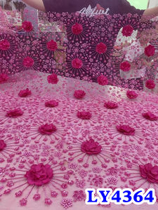 <span class=keywords><strong>NIAI</strong></span> 3D Fleurs Perlé Net Dentelle Tissu Français Tulle Net Haute Qualité Nouveau Polyester Sequin Tissu Robe De Mariée Dentelle Avec Perles - Product Image 2