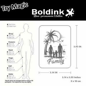 Tatuaje Temporal de Tinta Jagua, Diseño Personalizado de Boldink, Silueta Familiar Realista para la Playa, Resistente al Agua, Larga Duración (2 Semanas) - Product Image 4