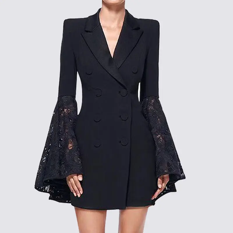 कस्टम 2022 शरद ऋतु नई महिलाओं के काले फैशन यूरोपीय और अमेरिकी छोटे सूट जैकेट महिलाओं के डिजाइन सूट