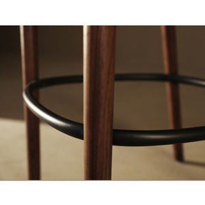 Kursi Bar kayu Solid dengan kursi kain dan sandaran melengkung, bangku tinggi konter kontemporer untuk Bar dan furnitur restoran - Product Image 5