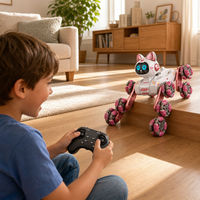 Robot chat télécommandé TQ23 à 8 roues, jouet animal RC, véhicule de cascades omnidirectionnel à dérive, télécommande sans fil 2,4 GHz, intérieur/extérieur