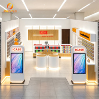Aménagement de magasin de téléphonie mobile au design minimaliste blanc en forme de capsule, décoration de magasin de téléphonie mobile, support pour téléphone portable