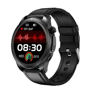 שעון חכם ספורט ספורט בריאות 2024 בריאות ECG PPG צג בריאות IP68 עמיד למים עם רצועת שעון עור