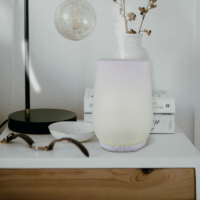 Humidificateur ultrasonique en verre transparent électrique et diffuseur d'huiles essentielles 250 ml avec fonction de minuterie et lumière LED pour chambre/salon