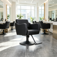 Fauteuil de Barbier Professionnel pour Salon, Montage Rapide, Dossier, Emballage Compact, Siège de Coiffure en Cuir PU avec Relevage Hydraulique pour Salons de Beauté et Spas