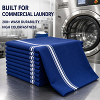 Servilleta de Bistro Azul Rey con Rayas Invertidas 18x22 240GSM, Teñida con Hilo, Poliéster Hilado, Hecha a Mano, Reutilizable, para Restaurantes, Hoteles y Uso Comercial