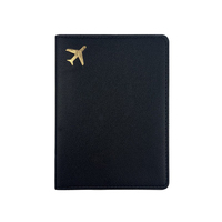 Portefeuille de voyage personnalisé en cuir PU noir pour homme avec logo sur mesure, porte-cartes et porte-documents photo pour avion