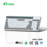Nuevo Diseño, Teclado Inalámbrico de Oficina y Negocios de Modo Dual Recargable, 98 Teclas, 2.4G, BT1, BT2, BT3, con Ranura para Tarjeta, para PC y Portátil
