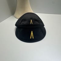 Kipá/Yarmulke de Terciopelo Judío Personalizada al por Mayor para Hombres con Logotipo Bordado y Forro Estampado para Bodas y Ceremonias de Bar Mitzvah