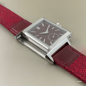 Reloj Rectangular de Lujo para Hombre con Segundero Pequeño, Caja de Metal Pulido, Correa Roja de Dos Tonos para Eventos Formales y Casuales Elegantes - Product Image 3
