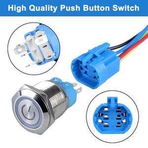 สวิตช์ปุ่มกดสแตนเลส/อะลูมิเนียม IP65 12V 24V 110V 220V AC DC สีแดง เขียว น้ำเงิน - Product Image 3