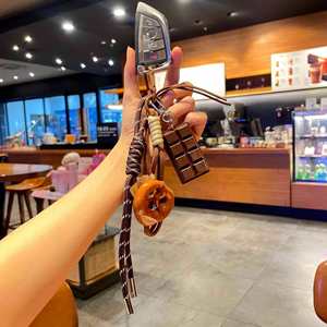 Hot Selling Alkaline Pretzel Bread <b>Keychain</b> Handmade Woven Rope Pendant Cute Chocolate Bagel Charm for Bags Trendy Food - Product Image 3