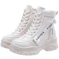 Bottes de combat unisexes en PU avec logo personnalisé, fourrure épaisse, imperméables, légères, plateforme, style 2022, pour l'hiver