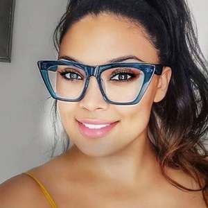 Gafas de Computadora con Marco Grande Retro de Moda 2021, Gafas de Ojo de Gato para Mujer, Anti Luz Azul - Product Image 3