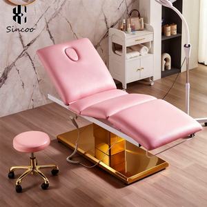 Camilla de Masaje Plegable para Salón de Belleza, con Base de Acero Inoxidable Rosa, Control de Pie, 3 Motores, Tapizada en Cuero Sintético, Colores Personalizables - Product Image 1