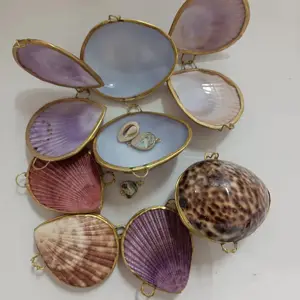 Free Sample Gold Phnom Penh Pearl Clam Natural Craft Storage Box Decor Purse Wallet Handmade Wedding Sea Shells For Ring Holder