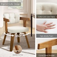 Fauteuil rembourré en tissu de style moderne du milieu du siècle, avec rembourrage en mousse et pieds en bois, idéal pour les petits espaces, bureau à domicile, salon, chambre à coucher