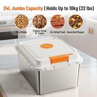 Conteneur de stockage portable pour aliments pour animaux de compagnie en acier inoxydable 24L avec couvercle à ouverture par pression, joint en silicone hermétique et suivi de la date de fraîcheur