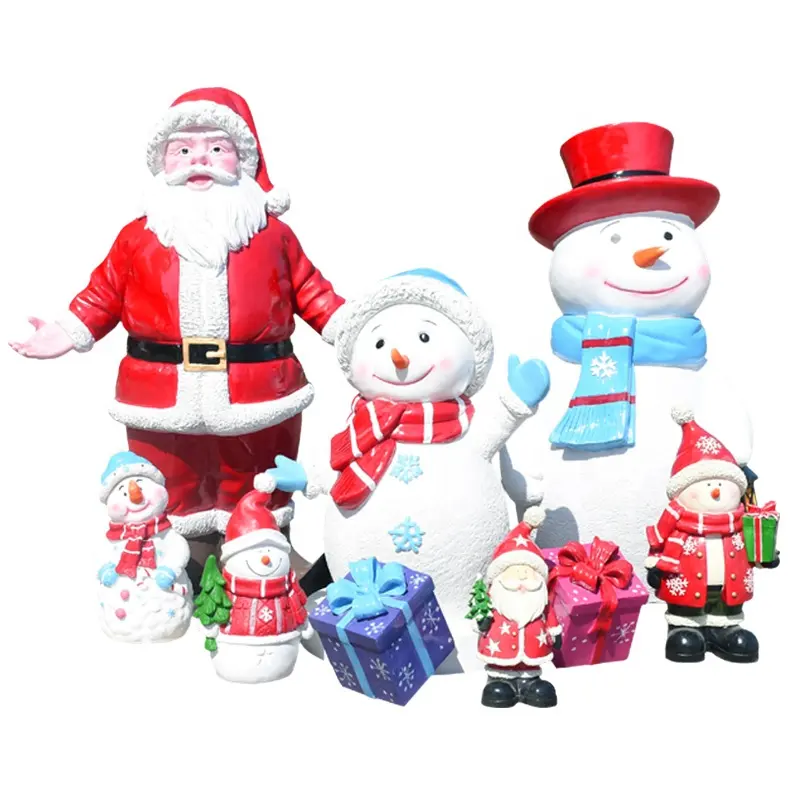 Wholesale Fiberglass Sculpture Christmas Decorations Xmas Santa And Snowman