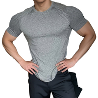 Summer Sports Chemise moulante à séchage rapide pour le fitness, Chemise à manches courtes sans couture en jacquard et à col rond pour hommes
