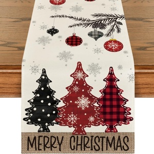 Linen Christmas <b>Table</b> <b>Runner</b> Seasonal Winter Xmas Holiday Rustic Styles <b>Dining</b> <b>Table</b> Decorations - Product Image 3