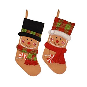 Calcetín Navideño con Diseño de Hombre de Jengibre, Tela a Cuadros, Bolsa de Regalo para Dulces, Decoración para Chimenea, Árbol de Navidad o Pared - Product Image 4
