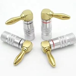 2 uds conector de altavoz de Audio con conector <span class=keywords><strong>Banana</strong></span> 90 grados enchufe de ángulo recto conector de Audio adaptadores de terminales de altavoz chapados en oro - Product Image 6