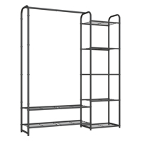 Porte-manteau SONGMICS avec étagères de rangement, armoire légère en acier pour chambre à coucher