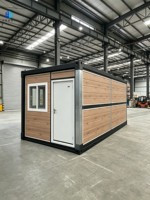 Maison conteneur préfabriquée pliable à grain de bois, modulaire et portable, pour bureau de chantier et logement