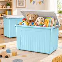 Caixas de Armazenamento de Brinquedos com Tampas e Rodas, Organizador Plástico Grande Empilhável para Brinquedos, Bonecas e Livros, Durável para Sala de Brincadeiras
