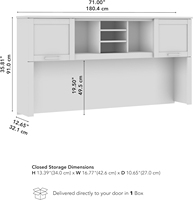 Organisateur de bureau avec étagères et compartiments, portes en verre dépoli, pour bureau à domicile, bureau d'ordinateur, armoire de rangement