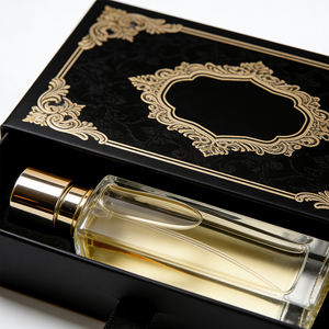 Caja de Embalaje Deslizante para Perfumes de Lujo con Recubrimiento UV Personalizado, Color Beige Blanco, con Logotipo en Bronce - Product Image 2