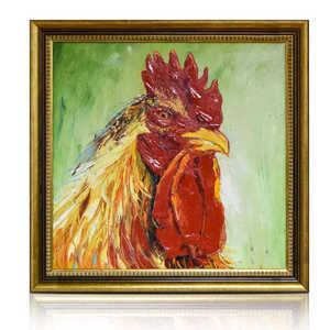 Portrait d'animal de ferme <span class=keywords><strong>coq</strong></span> de poulet arc-en-ciel contemporain peint <span class=keywords><strong>à</strong></span> la main <span class=keywords><strong>peinture</strong></span> <span class=keywords><strong>à</strong></span> <span class=keywords><strong>l</strong></span>'<span class=keywords><strong>huile</strong></span> - Product Image 4