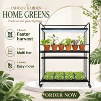 Étagères réglables en hauteur pour micro-légumes, utilisation domestique et jardinage, support de culture mobile avec lumière LED, noir