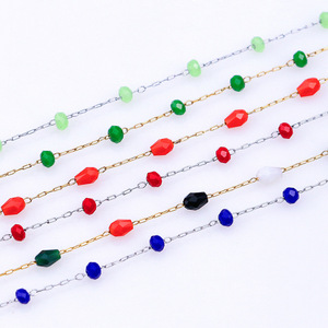 Maglia ovale a croce lunga in acciaio inossidabile catena Fine 0.25mm per perline da fare | PVD placcato oro cavo sottile collana - Product Image 4