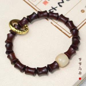Pulsera de Sándalo Nepalí con Nodos de Bambú, Pulida a Mano, Piedra Natural, Unisex, Regalo para Ceremonias Religiosas - Product Image 3