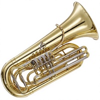 Tuba 4-Piston Bb Lapisan Emas Kuningan Piston Baja Tahan Karat Kepala Bakelite Lipat Logo Kustom OEM Grosir