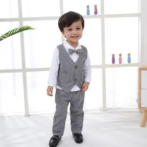 Одежда для маленьких мальчиков с длинным рукавом на возраст 9 мес.-4 года, красивый свадебный костюм джентльмена
