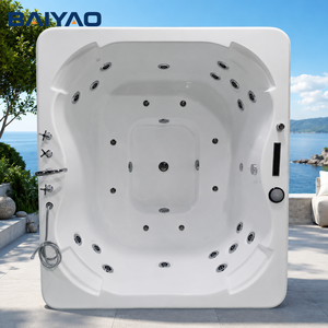 Spa extérieur pour 4 personnes, jacuzzi avec jets puissants et éclairage LED changeant de couleur, idéal pour les villas, les jardins et les lieux de villégiature. - Product Image 2