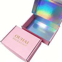 Maßgefertigte Holographische Versandboxen für Kosmetikprodukte mit Rosa Außenhülle und Goldfolienprägung Logo für Kosmetikverpackungen