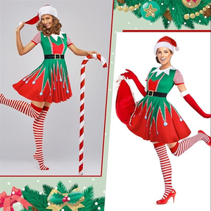 Costume <span class=keywords><strong>da</strong></span> Babbo <span class=keywords><strong>Natale</strong></span> per <span class=keywords><strong>Donna</strong></span> Adulta Nuova Moda per Feste e Spettacoli Materiale in Poliestere di Alta Qualità - Product Image 3