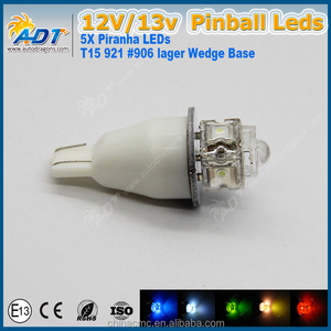 DC/AC12-13V 6000K T15 921 # Lumières LED 906 Lager Wedge Flasher pour machine de flipper avec 5 LED Piranha - Product Image 3
