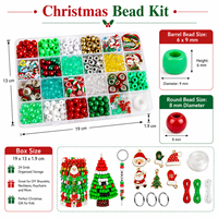 DIY Weihnachts-Perlen-Set 24 Fächer Acryl-Ponyperlen-Set mit Anhängern und Schnur für Kinder Armband Schlüsselanhänger Schmuckherstellung Feiertagsgeschenk